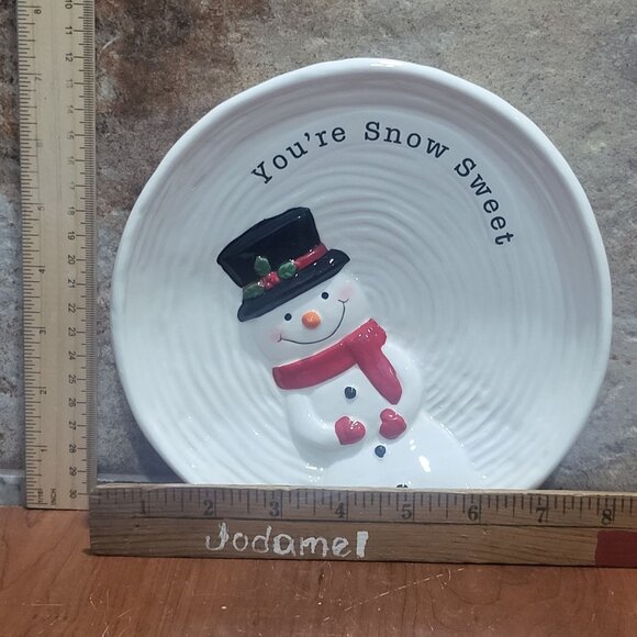 Round Snowman Snack Plate You're Snow Sweet - Picture 8 of 9